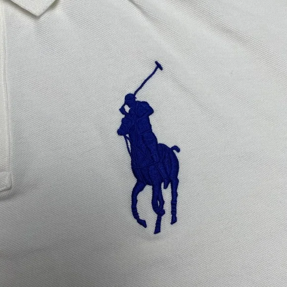 Polo Ralph Lauren Big Pony Rugby Shirt Mens 3XLT White Blue Logo Short Sleeve - Picture 2 of 10